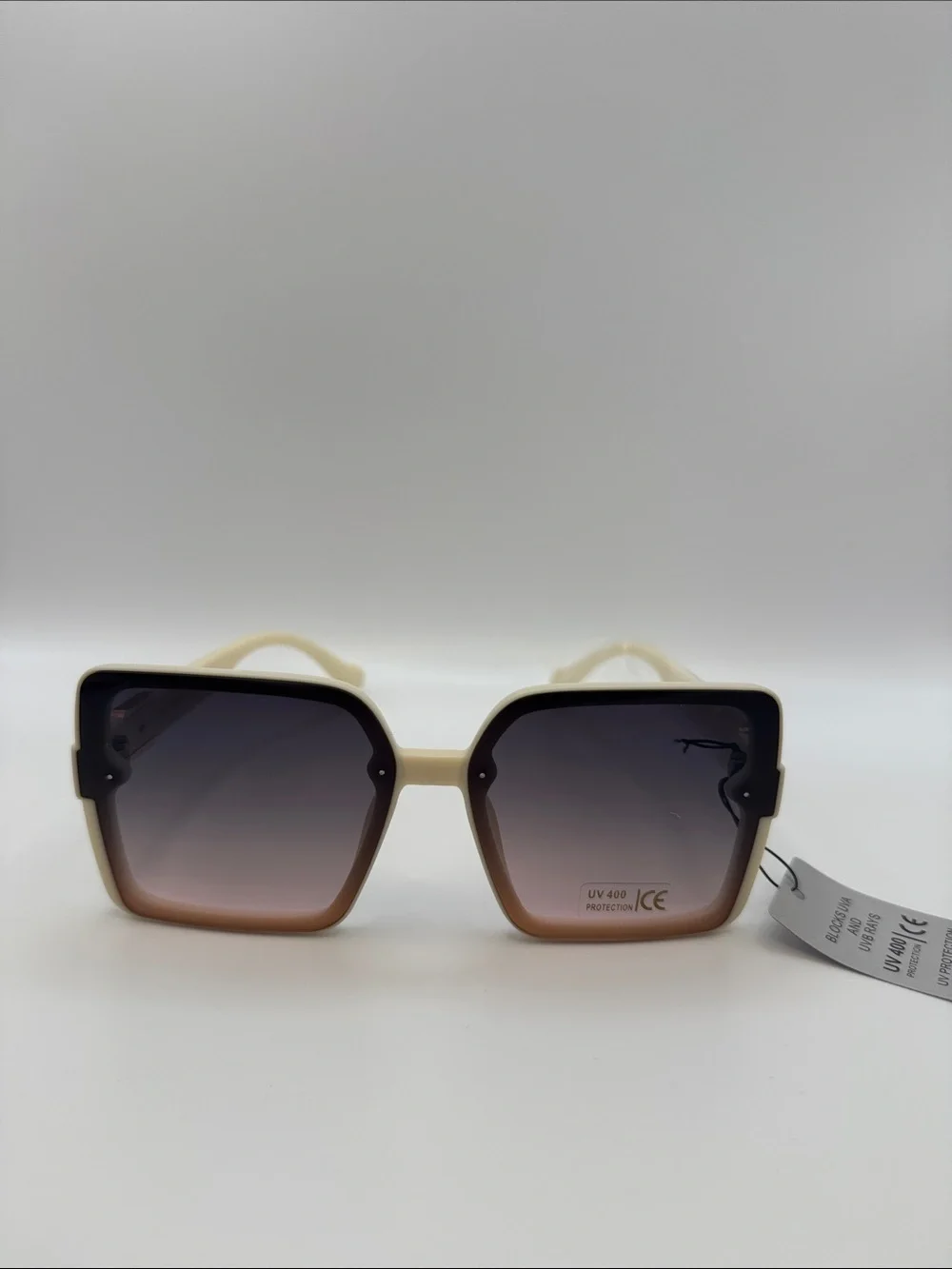 Cream Frame Gradient Brown Lens Women's Sunglasses